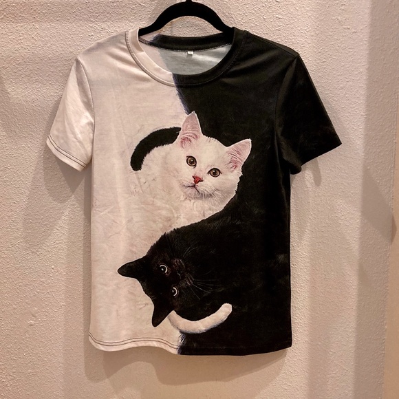 Tops - Yin Yang Cat T-shirt